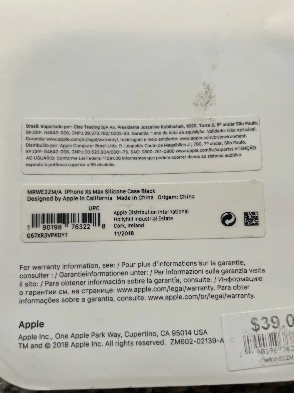 New Genuine Official Apple iPhone XS Max Silicone Cover Case Black